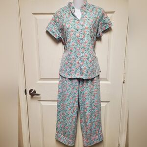 White Orchid Floral Pajama Set Size Medium